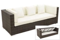 Titelseite 29 OUTFLEXX 3-Sitzer Sofa, Braun Marmoriert, Polyrattan, 210 X 85 X 70 Cm, Wasserfeste Kissenbox