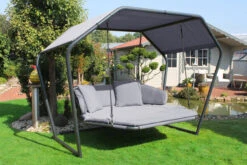 LECO Hollywoodliege, Anthrazit/lichtgrau, Stahl/Polyester, 264x185x195cm, 2 Pers, Inkl. Polster