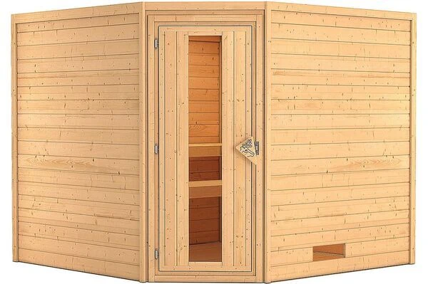 KARIBU Sauna Leona, Fichtenholz 38 Mm, Eckeinstieg, Ca. 5m² 1 KARIBU Sauna Leona, Fichtenholz 38 Mm, Eckeinstieg, Ca. 5m²