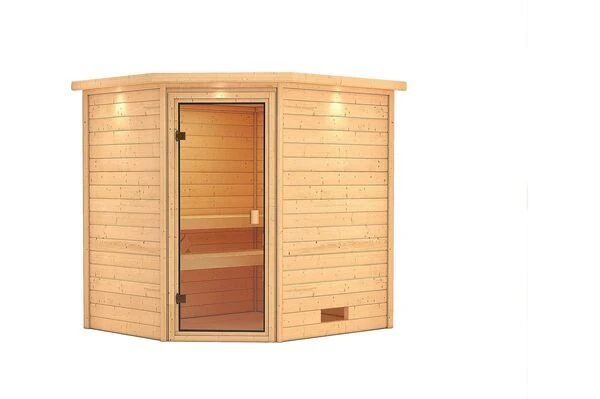 KARIBU Sauna Elea, Fichtenholz 38 Mm, Eckeinstieg, Ca. 2,7m² 1 KARIBU Sauna Elea, Fichtenholz 38 Mm, Eckeinstieg, Ca. 2,7m²