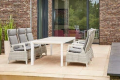 SIENA GARDEN Carlos/Corido Dining Set, Weiß/grau, Alu/Gardino®-Geflecht/Keramik, 220 X 100cm, Inkl. 6 Diningsessel