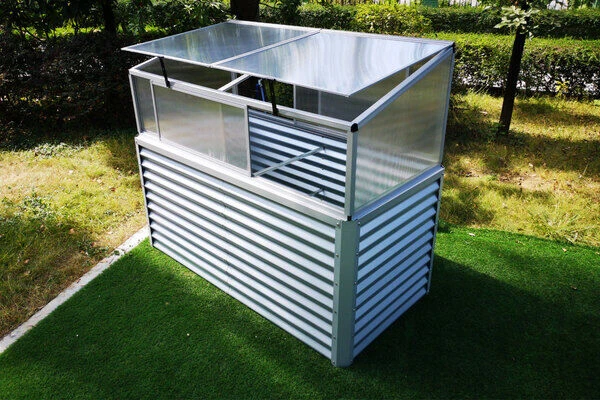 OUTFLEXX Set Hochbeet Und Aufsatz (mit Schiebetüren), Silber, Zincalume/Alu/Polycarbonat, 180 Cm, Pulverbeschichtet 2 OUTFLEXX Set Hochbeet Und Aufsatz (mit Schiebetüren), Silber, Zincalume/Alu/Polycarbonat, 180 Cm, Pulverbeschichtet – Bild 2