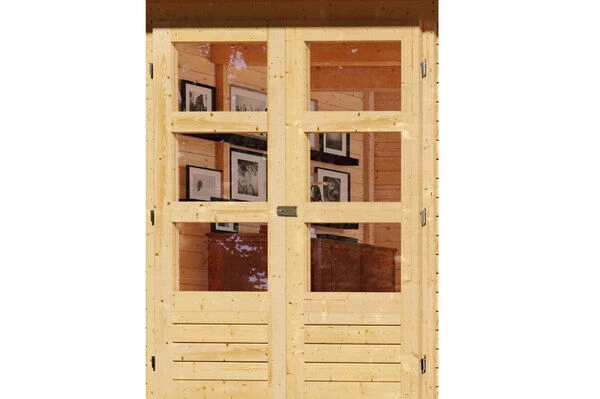 KARIBU Gartenhaus Askola 6, Naturbelassen, Fichtenholz 19mm, 591,5 X 306 X 216 Cm, Flachdach, Seitlicher Anbau 2,8m 2 KARIBU Gartenhaus Askola 6, Naturbelassen, Fichtenholz 19mm, 591,5 X 306 X 216 Cm, Flachdach, Seitlicher Anbau 2,8m – Bild 2
