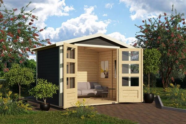 KARIBU Gartenhaus Amberg 3, Terragrau, Fichtenholz 19mm, 272 X 186 X 209 Cm, Satteldach, Doppelflügeltür 1 KARIBU Gartenhaus Amberg 3, Terragrau, Fichtenholz 19mm, 272 X 186 X 209 Cm, Satteldach, Doppelflügeltür