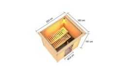 KARIBU Adelina Sauna , Naturbelassen, Fichte, 223x183x191 Cm, Kranz SET, Ofen 4,5 KW Bio Ext. Strg. Easy 13 KARIBU Adelina Sauna , Naturbelassen, Fichte, 223x183x191 Cm, Kranz SET, Ofen 4,5 KW Bio Ext. Strg. Easy -Oase Gartenmöbel 30766 3 05.jpg