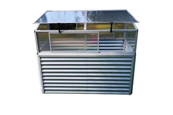 OUTFLEXX Set Hochbeet Und Aufsatz (mit Schiebetüren), Silber, Zincalume/Alu/Polycarbonat, 180 Cm, Pulverbeschichtet 4 OUTFLEXX Set Hochbeet Und Aufsatz (mit Schiebetüren), Silber, Zincalume/Alu/Polycarbonat, 180 Cm, Pulverbeschichtet – Bild 4