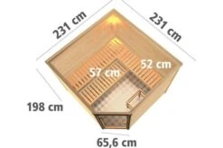 KARIBU Sauna Leona, Fichtenholz 38 Mm, Eckeinstieg, Ca. 5m² 9 KARIBU Sauna Leona, Fichtenholz 38 Mm, Eckeinstieg, Ca. 5m² -Oase Gartenmöbel 5 20222 1.jpg