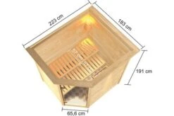 KARIBU Sauna Elea, Fichtenholz 38 Mm, Eckeinstieg, Ca. 2,7m² 10 KARIBU Sauna Elea, Fichtenholz 38 Mm, Eckeinstieg, Ca. 2,7m² -Oase Gartenmöbel 5 20228 5.jpg